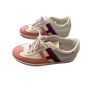 Womens Hermes Boomerang Sneaker Shoes FR 37.5 US 7.5 Purple Burgundy Blue Orange